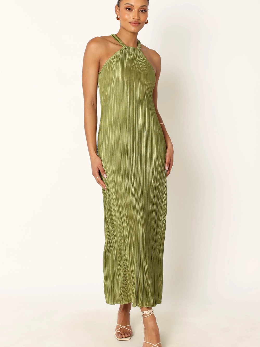 Melody Plisse Halter Maxi Dress